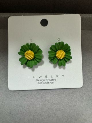 Brincos Flor Verde e Amarelo