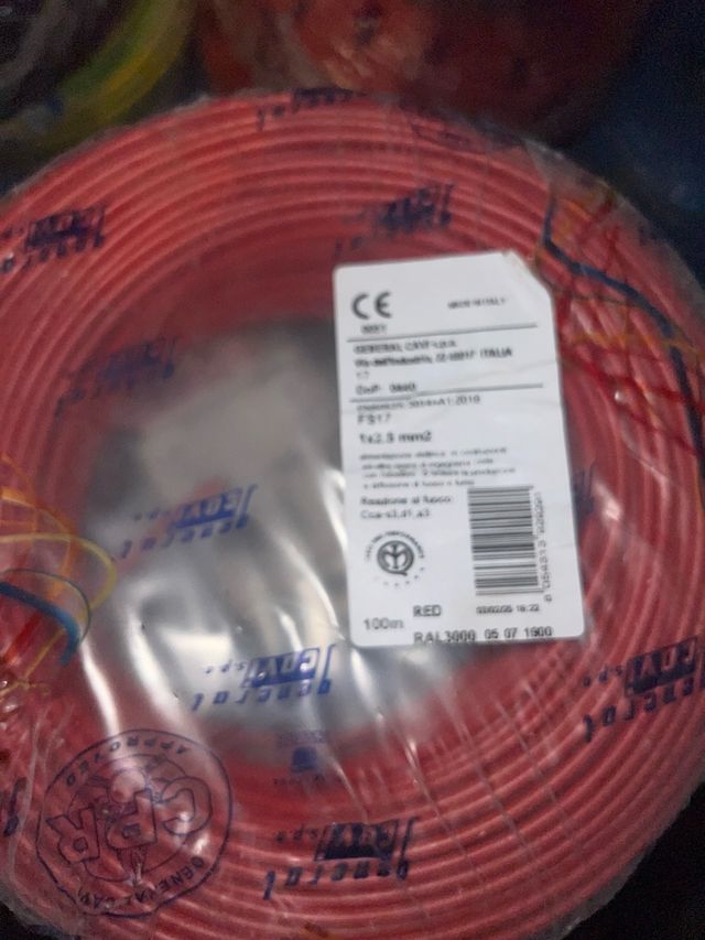 Filo elettrico rosso 2,5 mmq