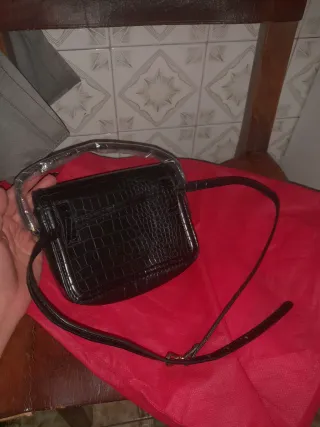 Bolso Zara Negro con Detalle Dorado Serpiente