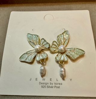 Brincos Borboleta Dourado e Verde