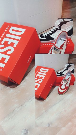 Tenis Diesel Blanco y Negro