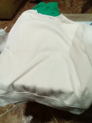 Jersey de rombos beige y blanco talla S