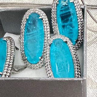 Conjunto Turmalina Paraíba Azul/Verde,Plata
