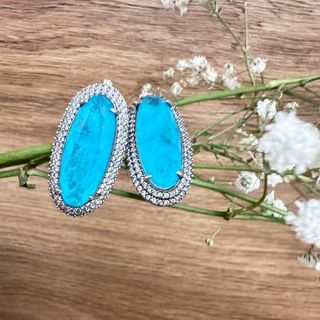 Conjunto Turmalina Paraíba Azul/Verde,Plata