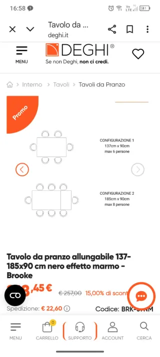 Tavolo da pranzo allungabile Deghi