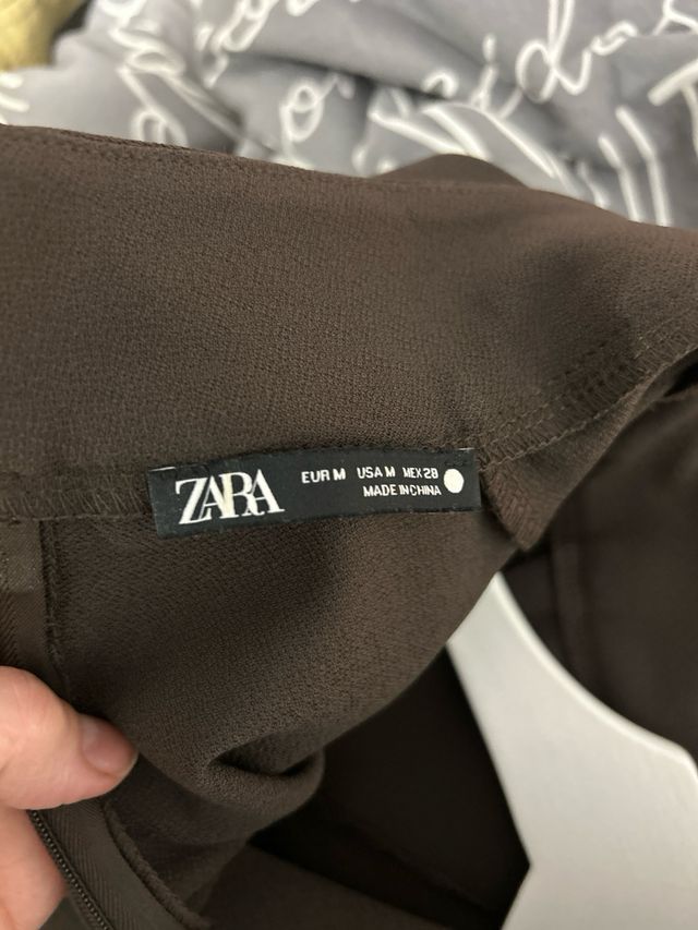 Vestido largo Zara marrón sin mangas