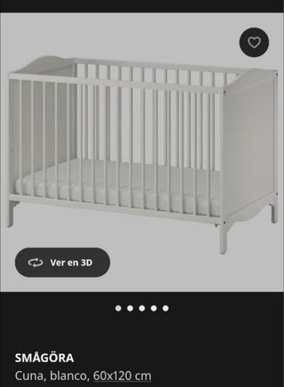 Cuna SMÅGÖRA Ikea Blanca 60x120 cm con colchon.