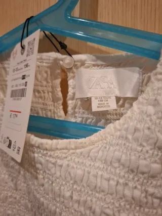 Camiseta Zara blanca niña talla 12/13