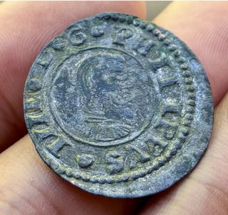 Moneda 16 Maravedis 1664 CORUÑA. FELIPE IV