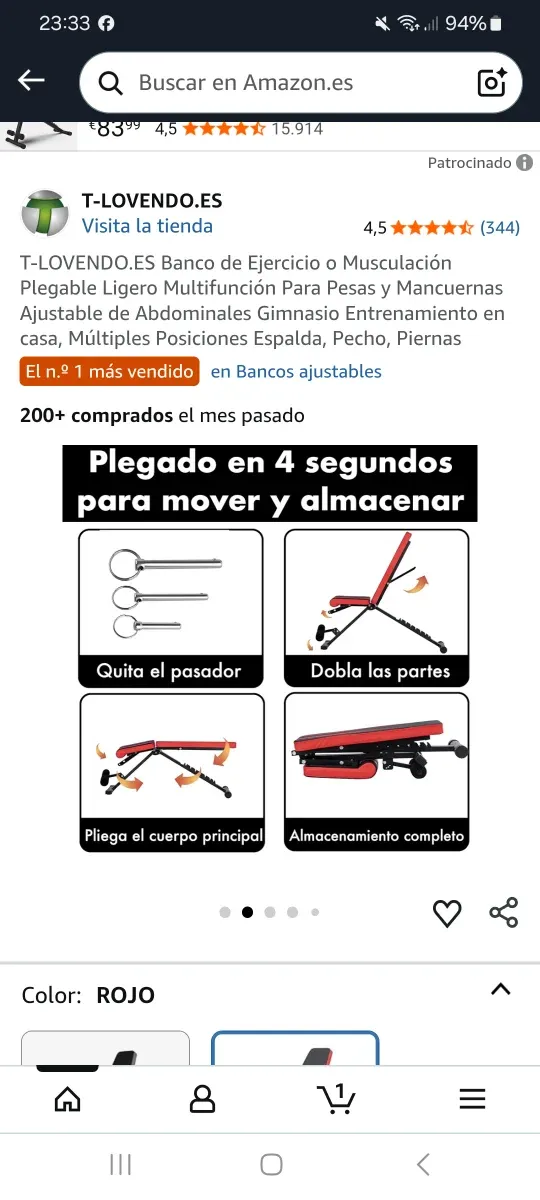 Banco de ejercicio plegable