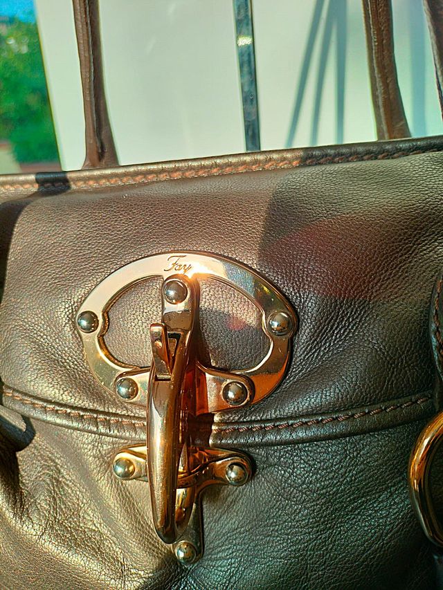 FAY borsa a spalla Bonnie Pelle Marrone Tabacco