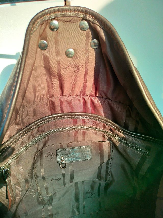 FAY borsa a spalla Bonnie Pelle Marrone Tabacco