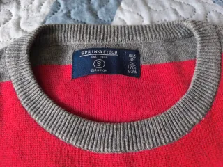 Jersey rayas gris y rojo cuello redondo