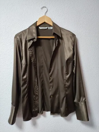 Camisa Zara marrón manga larga