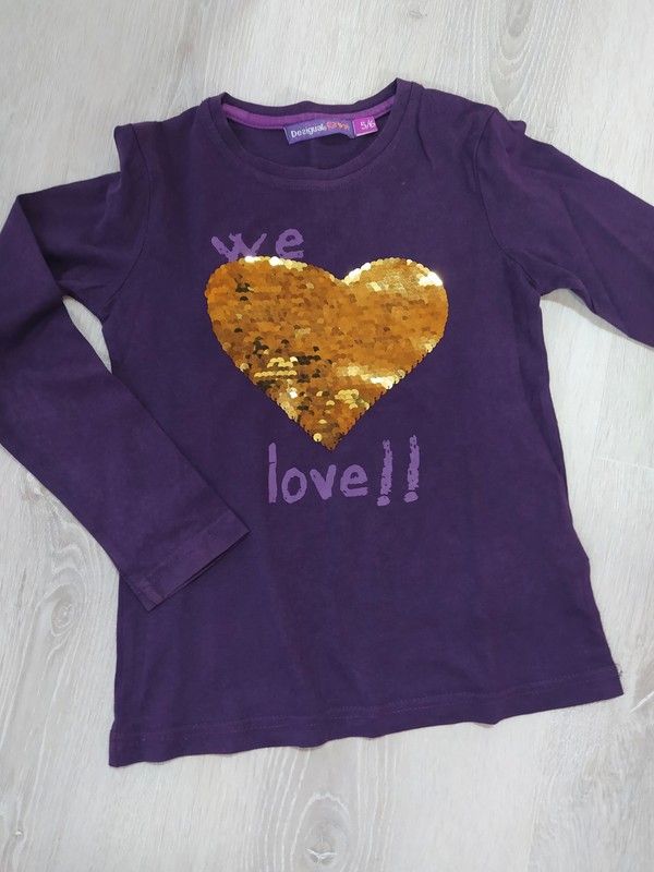 Camiseta Desigual T5/6 Corazón Lentejuelas