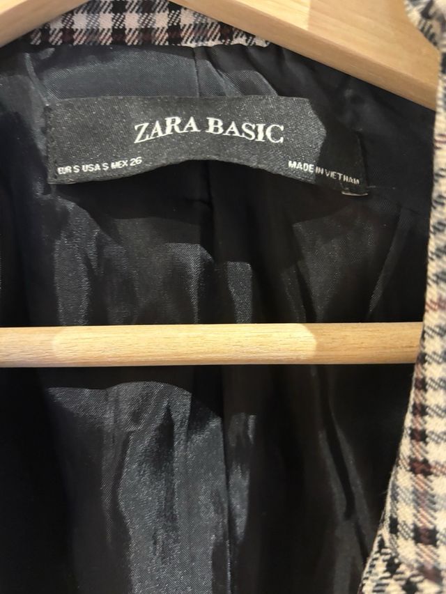 Chaqueta cuadros Zara Beige/Gris