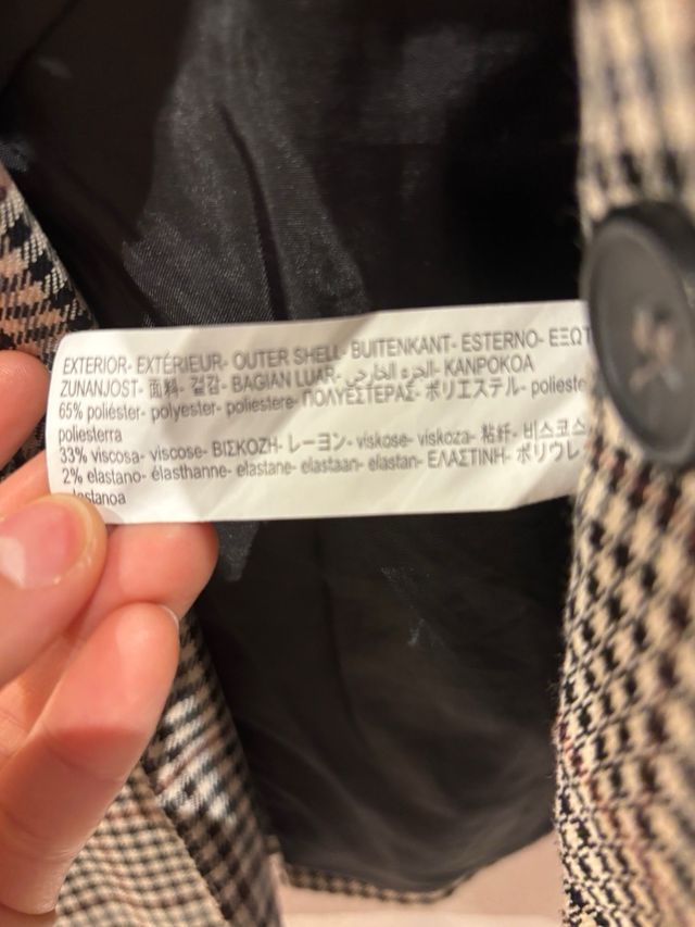 Chaqueta cuadros Zara Beige/Gris