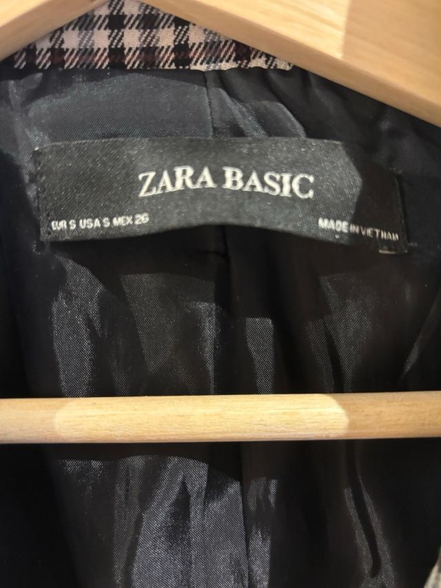 Chaqueta cuadros Zara Beige/Gris