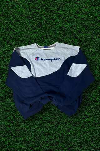 Sudadera Champion Vintage Azul y Gris