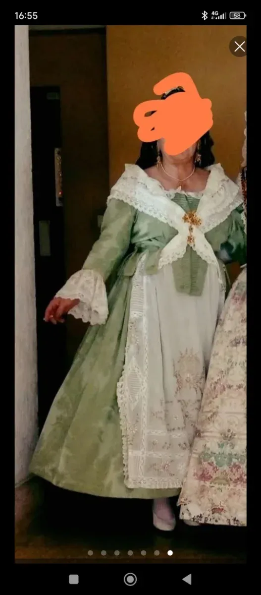 Traje de Fallera Verde y Blanco