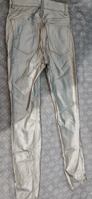 Pantalón largo dorado mujer