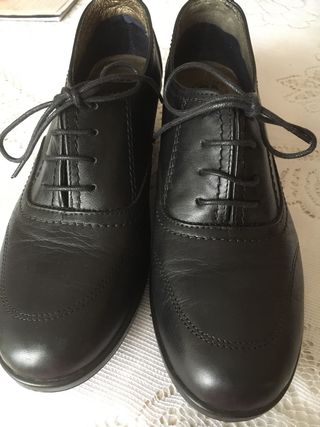 Zapatos sra piel negros t/ 39 cordones tacon 4 cms