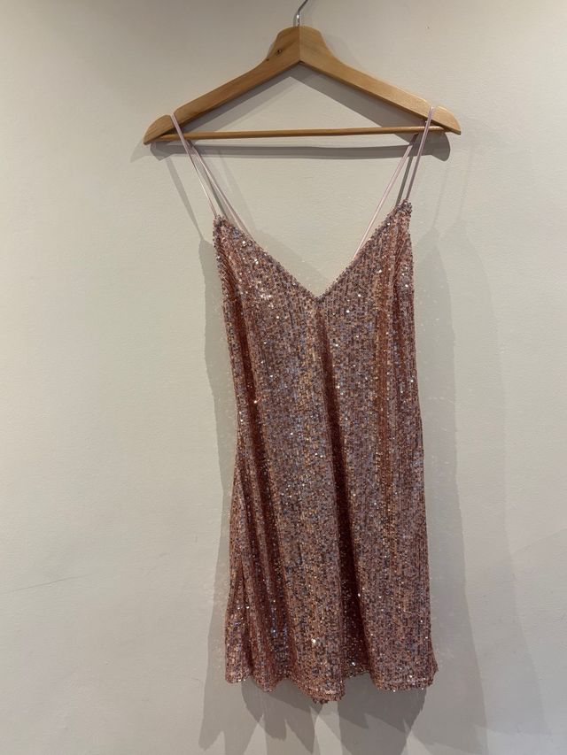 Vestido lentejuelas Victoria Secret Rosa/Oro Talla