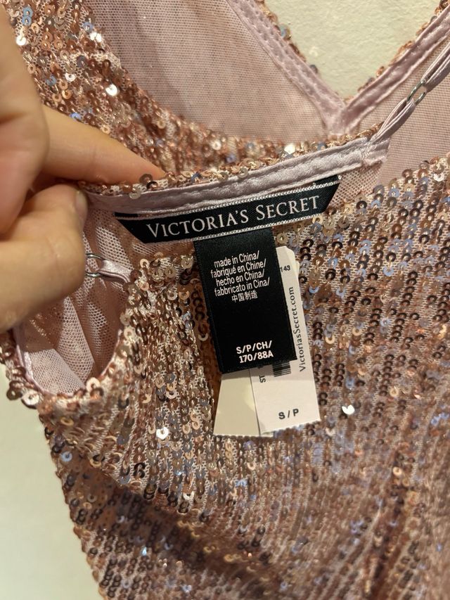 Vestido lentejuelas Victoria Secret Rosa/Oro Talla