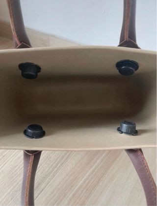 Borsa O bag beige con manici marroni