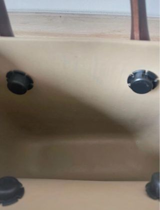 Borsa O bag beige con manici marroni