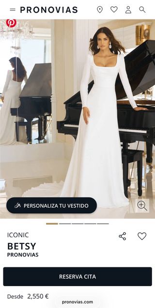 Vestido de Novia Pronovias Blanco Manga Larga