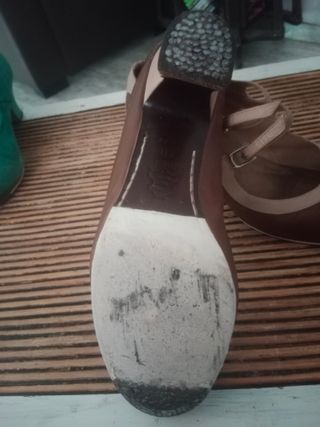 Zapatos Flamenco Tacón Carrete 6cm Beige/Marrón