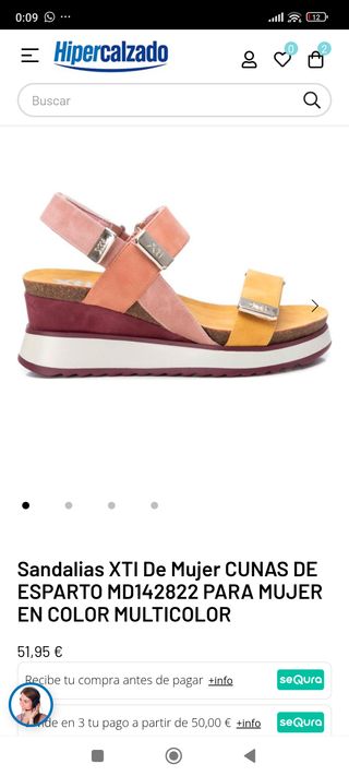 Sandalias cuña mujer rosa y amarillo N 37