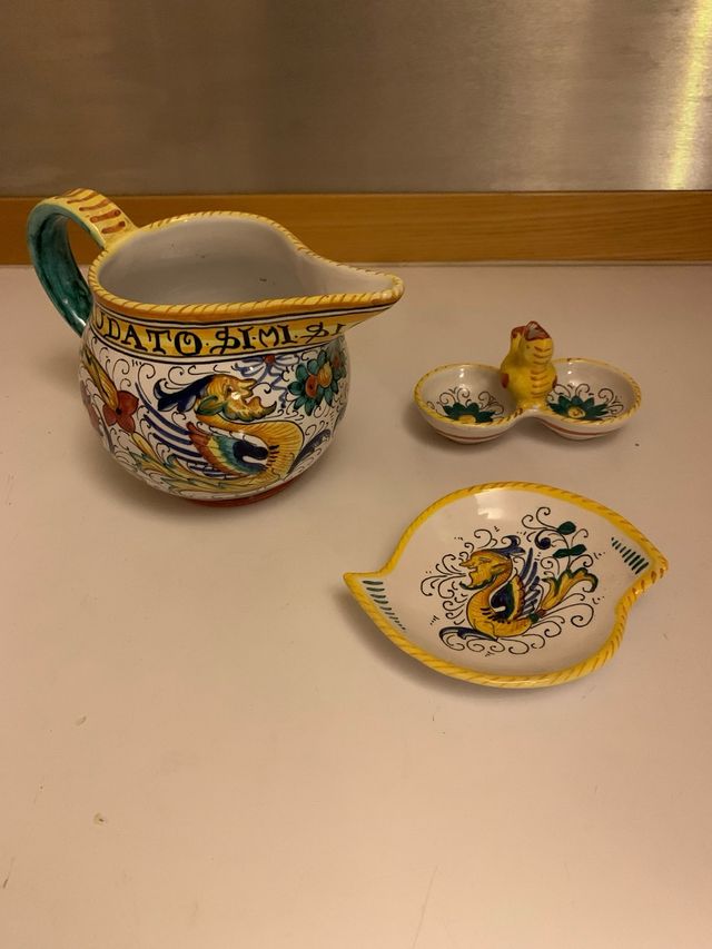 Set Ceramica Deruta Brocca e Vassoi