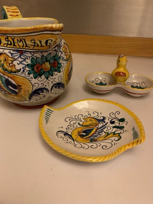 Set Ceramica Deruta Brocca e Vassoi