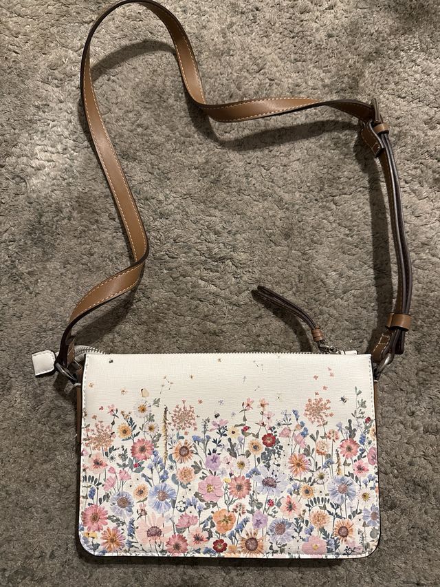 Bolso Parfois flores blanco y marrón flores