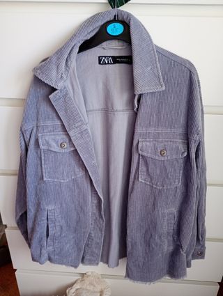 Cazadora Zara Corduroy Gris Talla S