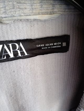 Cazadora Zara Corduroy Gris Talla S