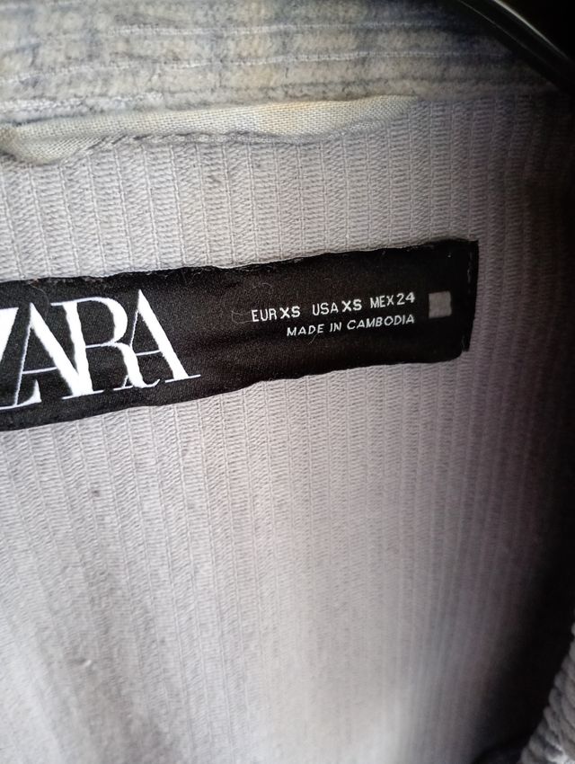 Cazadora Zara Corduroy Gris Talla S