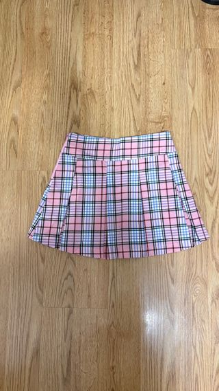 Falda de cuadros rosa