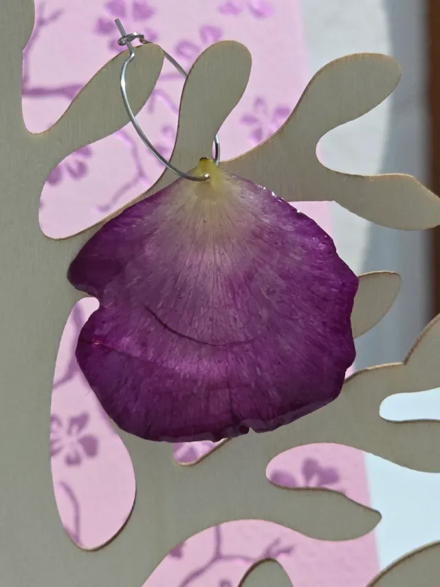Pendientes pétalos de rosa encapsulados