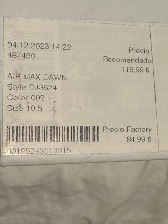 Nike Air Max Dawn Gris/Blanco Talla 44,5