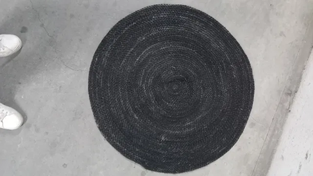 Tappeto rotondo in juta nero/grigio