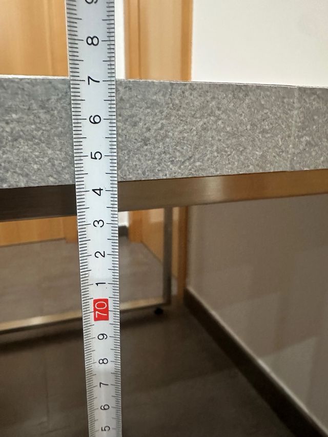 Mesa Acero Inoxidable y Madera Imitación a Piedra