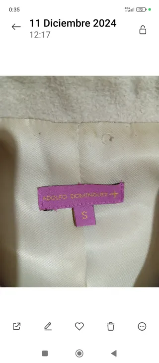 Abrigo Adolfo Domínguez mujer corto beige