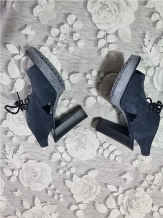 Sandali polacchine tacco 36 blu pelle Hogan