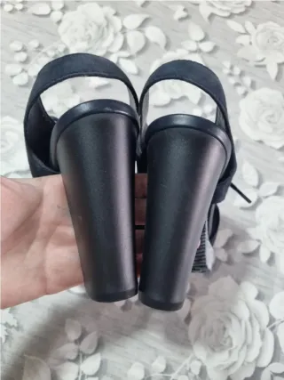 Sandali polacchine tacco 36 blu pelle Hogan