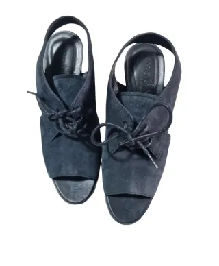 Sandali polacchine tacco 36 blu pelle Hogan