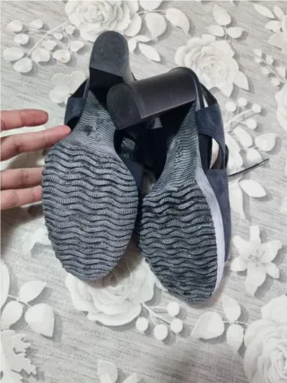 Sandali polacchine tacco 36 blu pelle Hogan