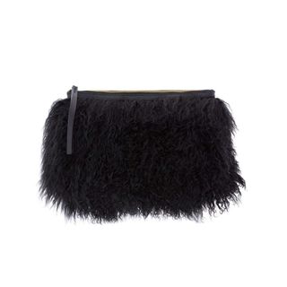 Bolso Clutch Piel y Pelo Cabra Mongolia Negro